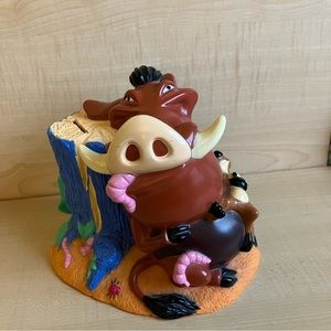 Vintage Disney Lion King Coin Bank Plastic Timon and Pumbaa